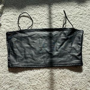 Large faux leather crop top